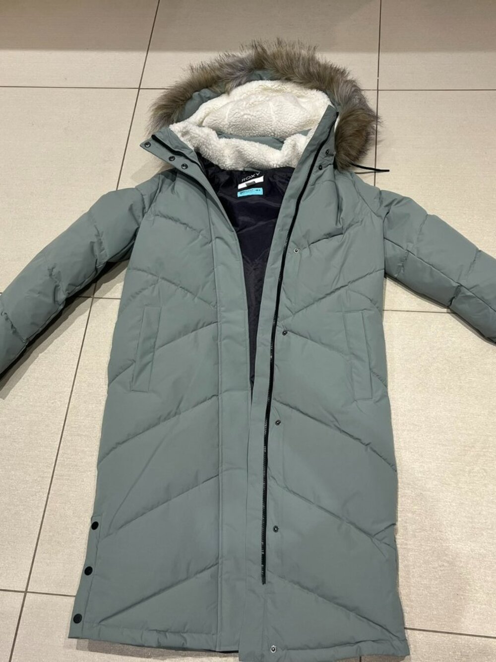 Roxy Women Dryflight Long Parka Puffer Insulated Jacket Green; NWT Retail $209